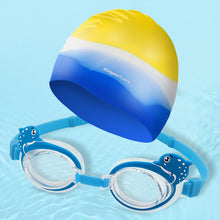 Load image into Gallery viewer, Kids swimming cap set swimming goggles suit silicone earplug waterproof swim