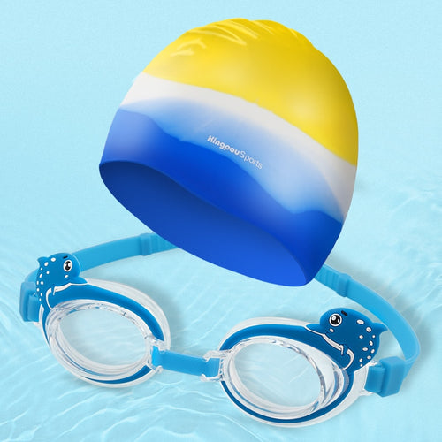 Kids swimming cap set swimming goggles suit silicone earplug waterproof swim